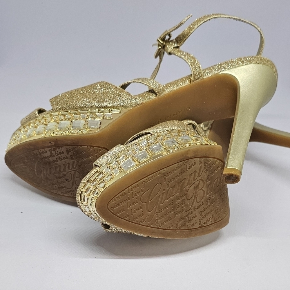 Gianni Bini Gold Glitter Strappy Sandals - Size 8.5 - Picture 7 of 10